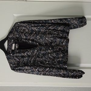 Loft Floral Bomber Zip Front Jacket